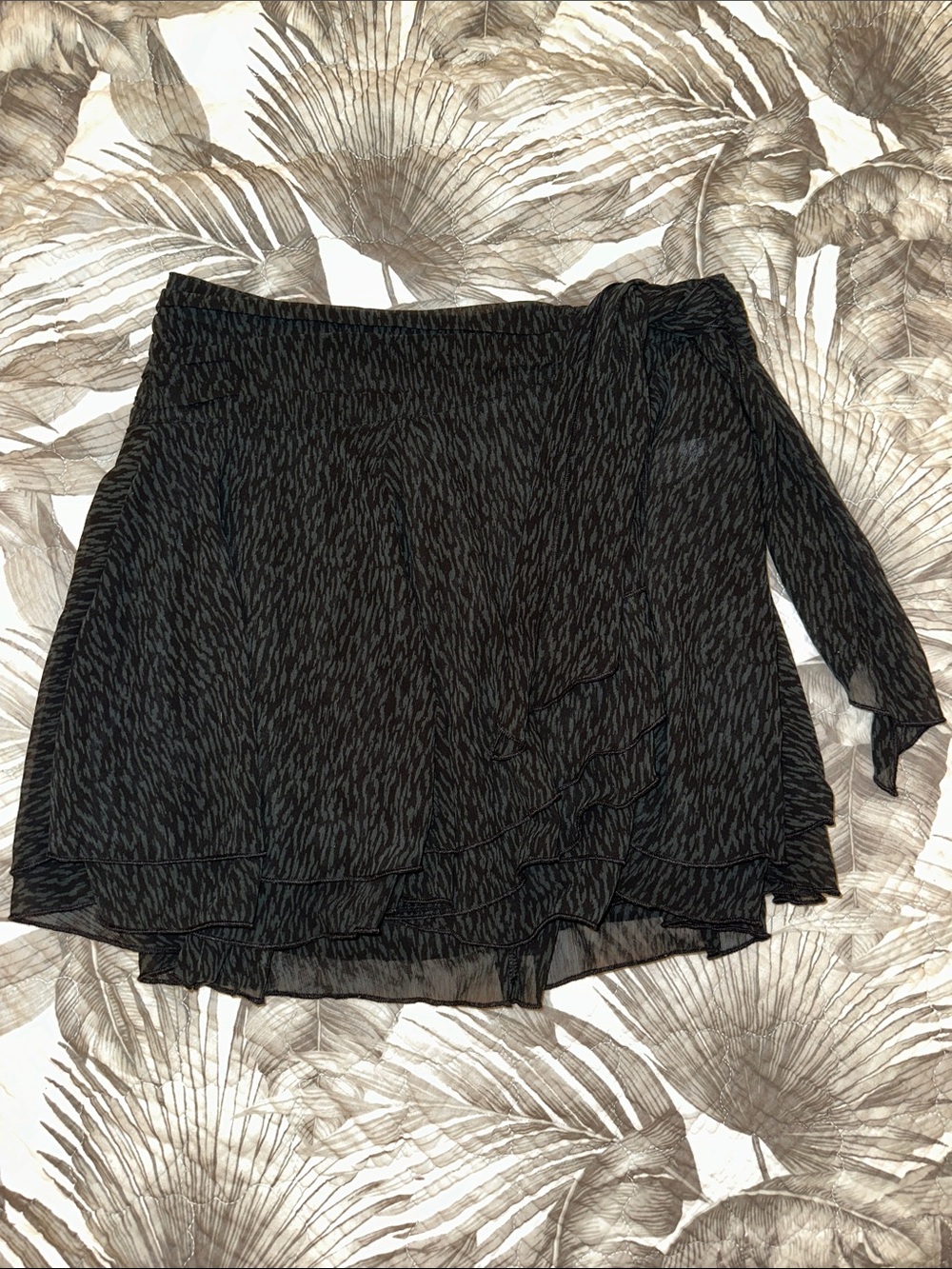 Aerie Black Patterned Wrap Skirt